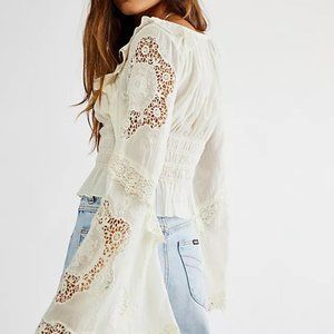 Free People Romantics Lace Crochet Blouse Top